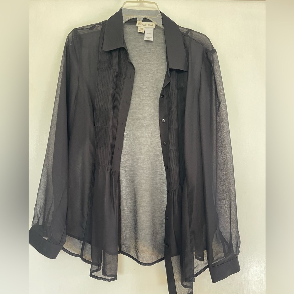 Coldwater Creek Gray Sheer Blouse